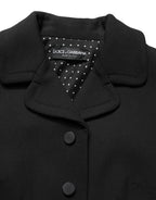 Dolce & Gabbana Black Collared Short Sleeves Cropped Blouse Top