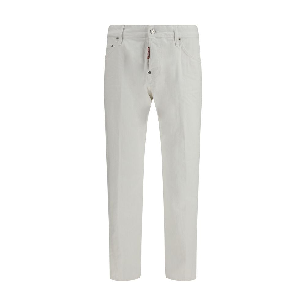 Dsquared² White Cotton Slim Fit Jeans