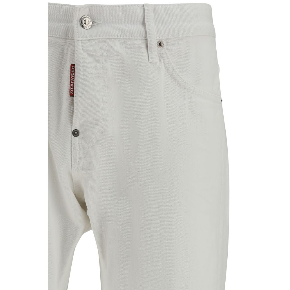 Dsquared² White Cotton Slim Fit Jeans