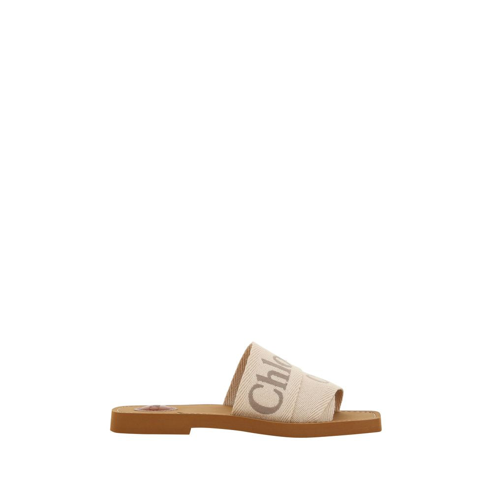 Chloé Multicolor Linen Flat Sandals