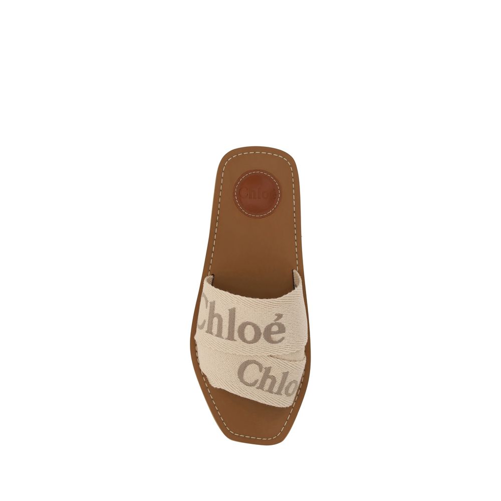 Chloé Multicolor Linen Flat Sandals