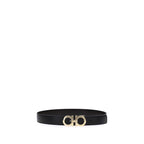 Ferragamo Black Calf Leather Bos Taurus Regular Belt
