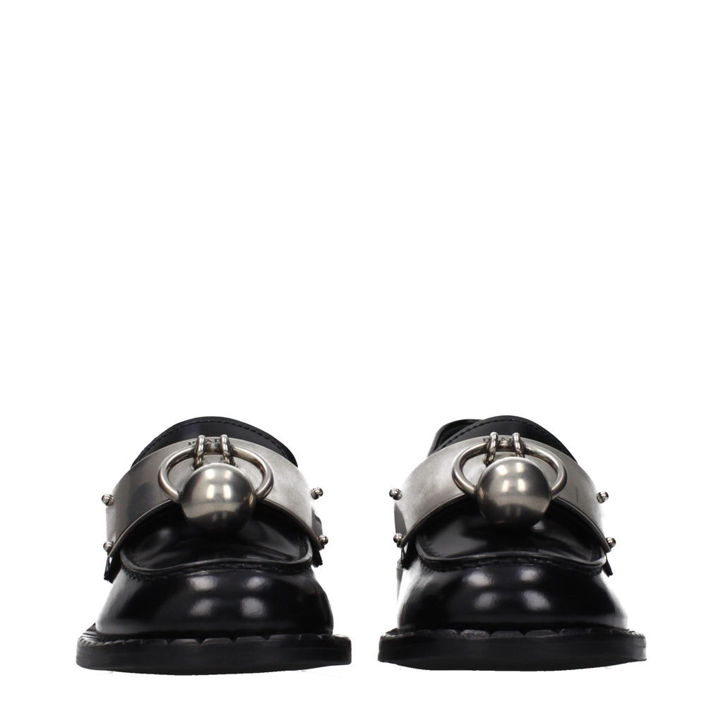 Prada Black Leather Slip-On Loafers