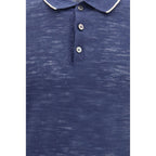 Brooksfield Blue Linen Polo Shirt