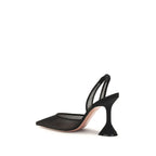 Amina Muaddi Black Fabric High Heel Pumps