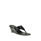 Prada Black Calf Leather Bos Taurus Wedge Sandals