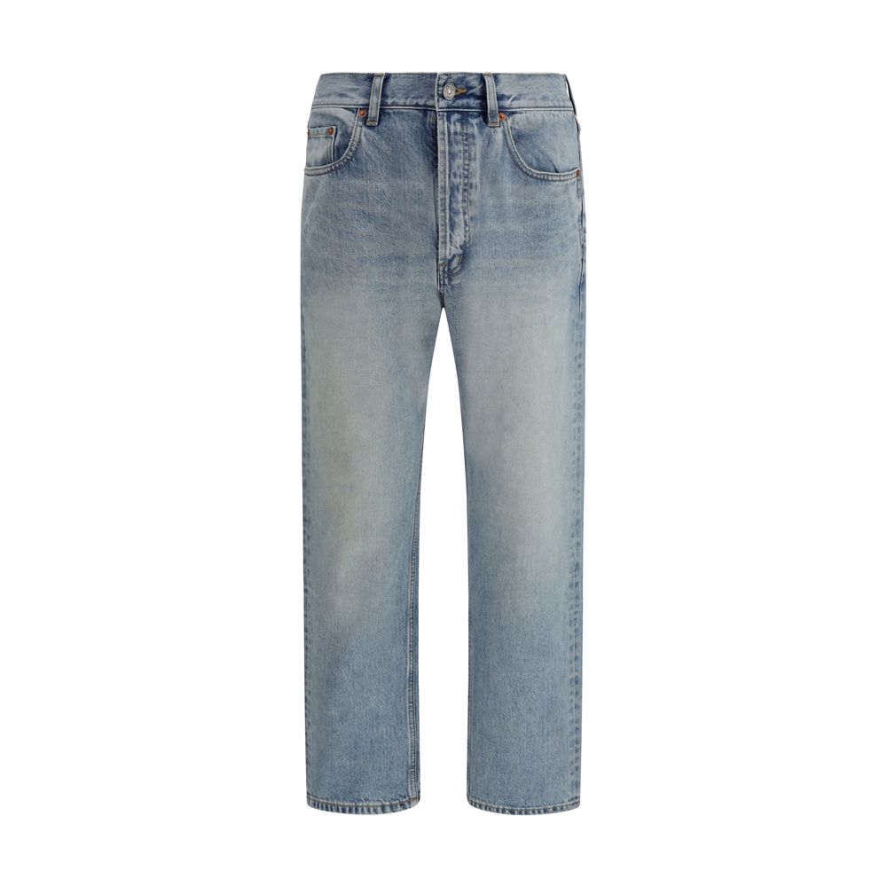 Saint Laurent Blue Cotton Straight-Leg Jeans