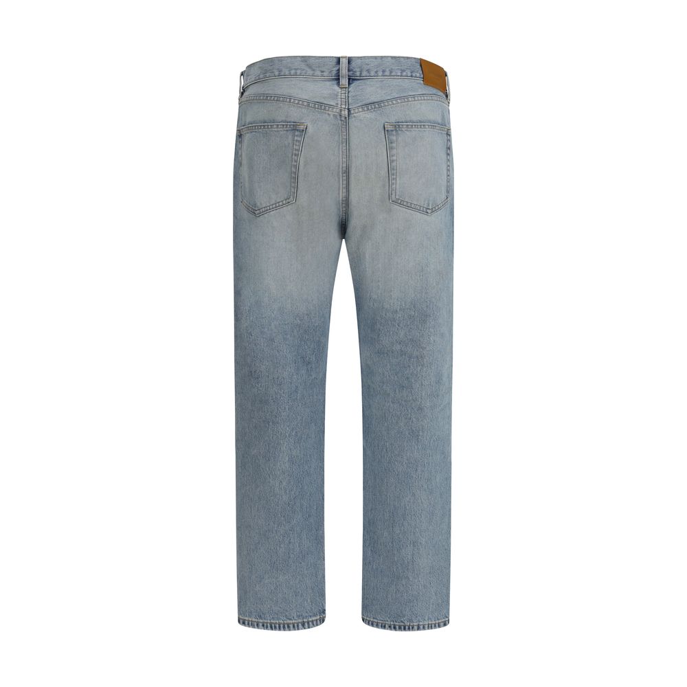 Saint Laurent Blue Cotton Straight-Leg Jeans