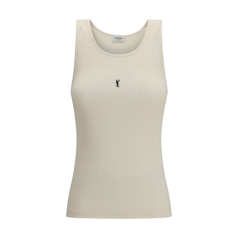 Saint Laurent Beige Cotton Tank Tops