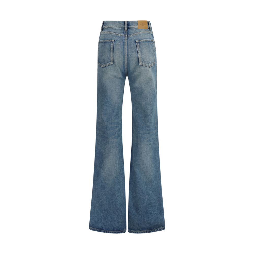 Saint Laurent Blue Cotton Flared Jeans