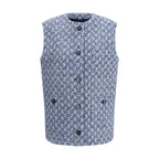 Gucci Blue Cotton Sleveless Jacket