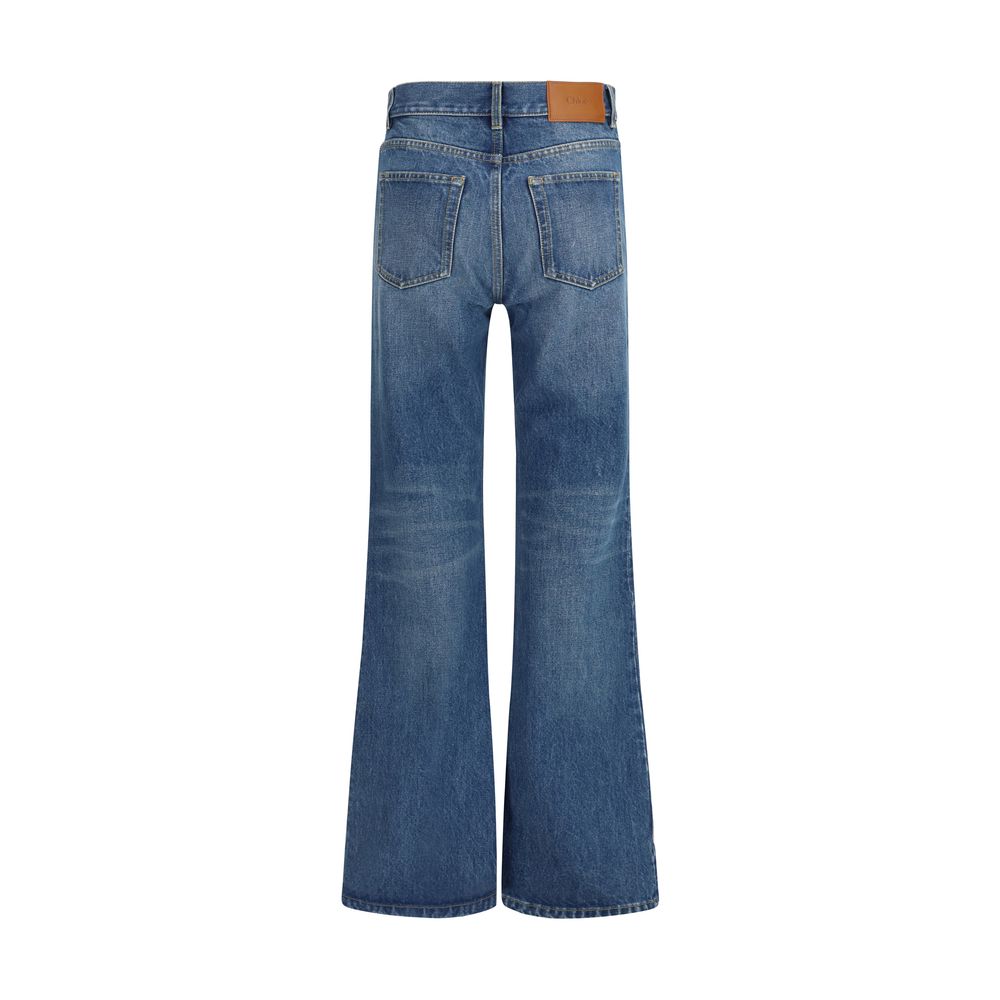 Chloé Blue Cotton Flared Jeans
