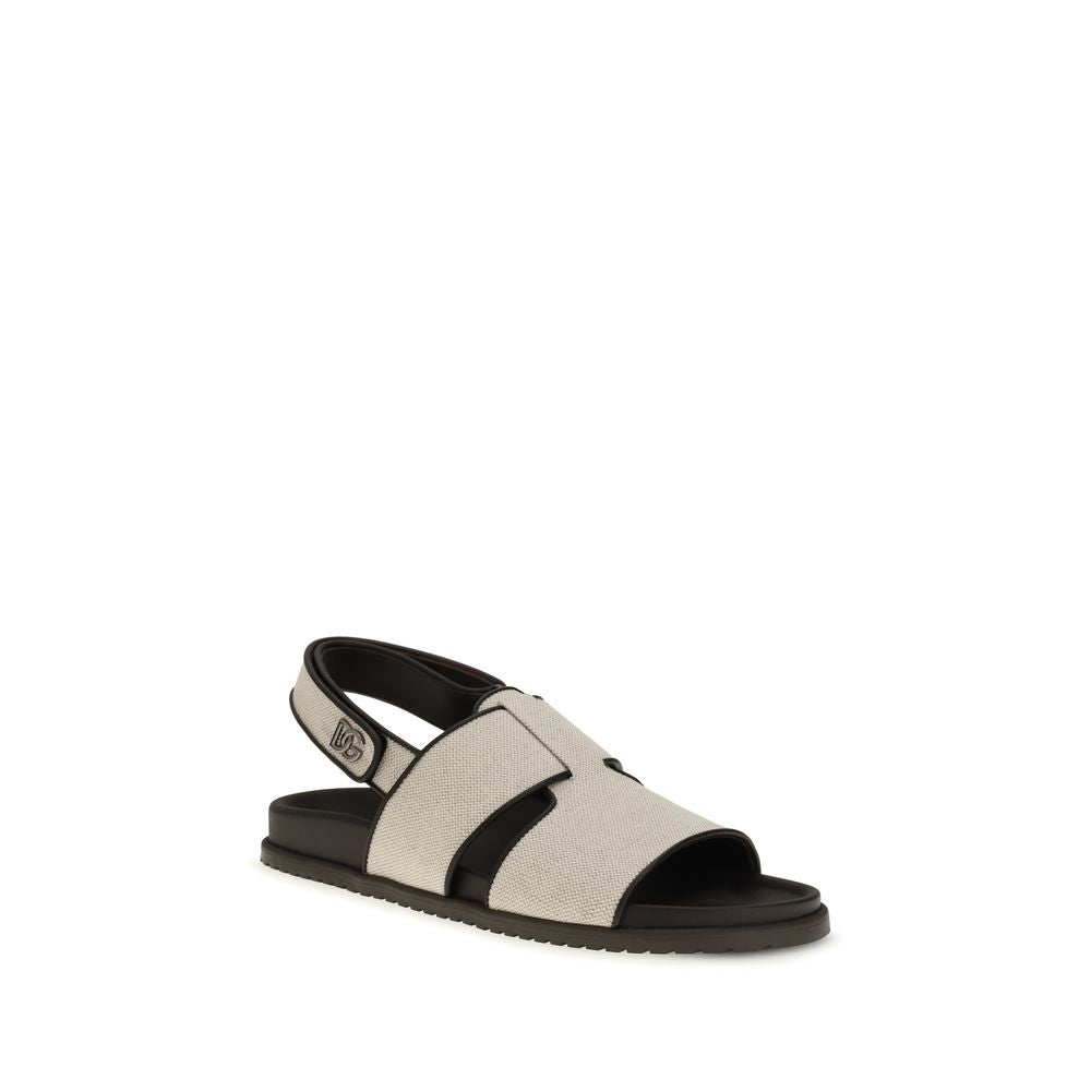 Dolce & Gabbana Beige Cotton Flat Sandals