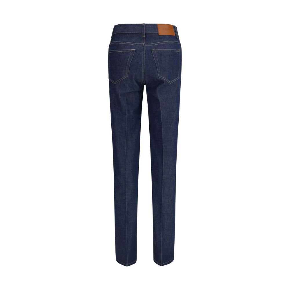 Chloé Blue Cotton Slim Fit Jeans