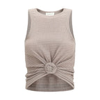 Magda Butrym Beige Lyocell Sleeveles T-Shirt