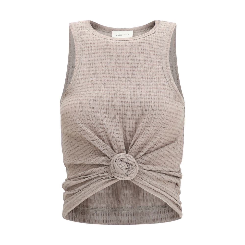 Magda Butrym Beige Lyocell Sleeveles T-Shirt