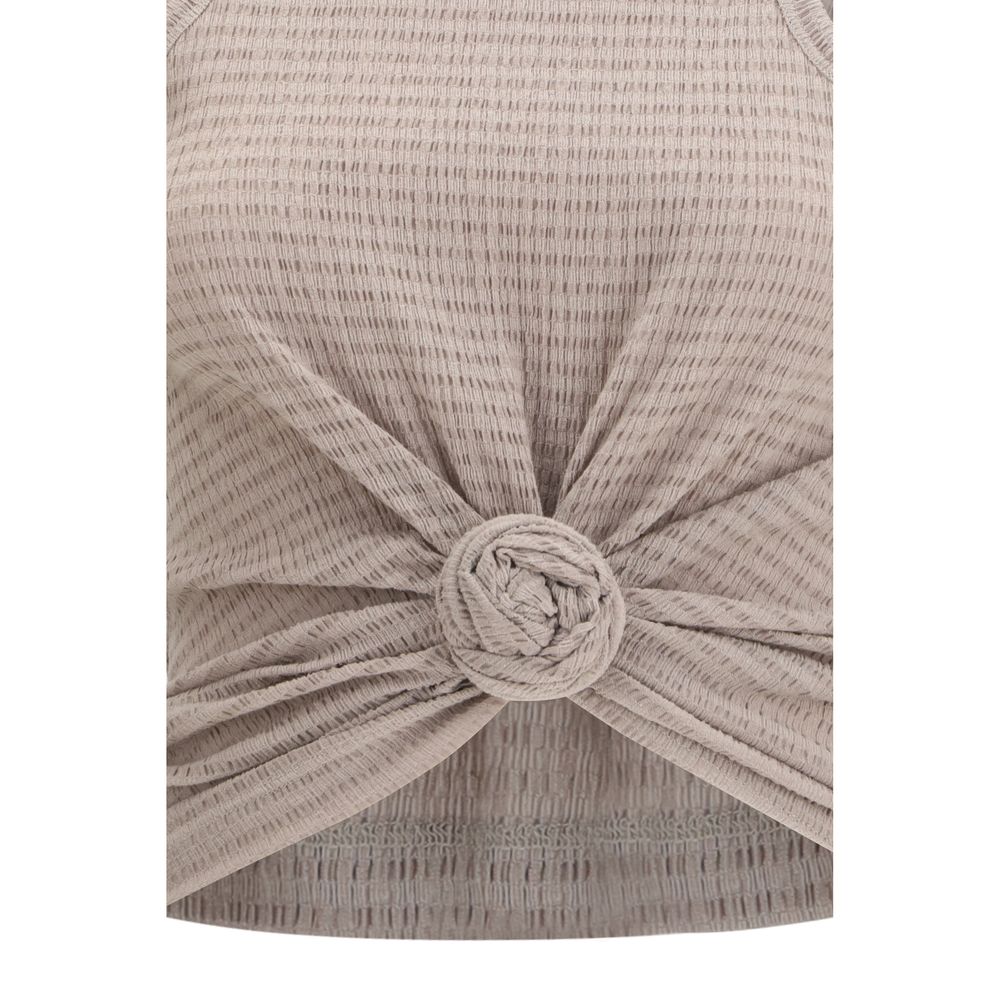 Magda Butrym Beige Lyocell Sleeveles T-Shirt