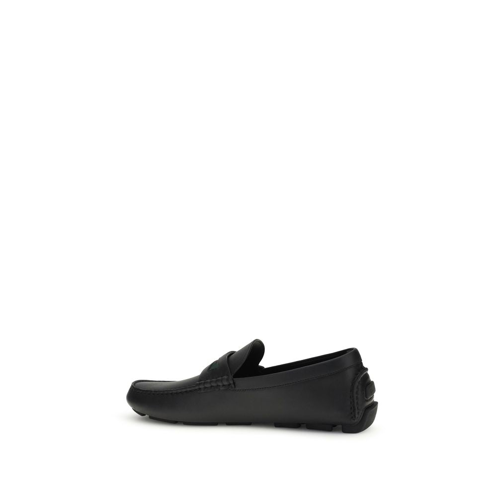 Gucci Black Calf Leather Bos Taurus Slip-On Loafers