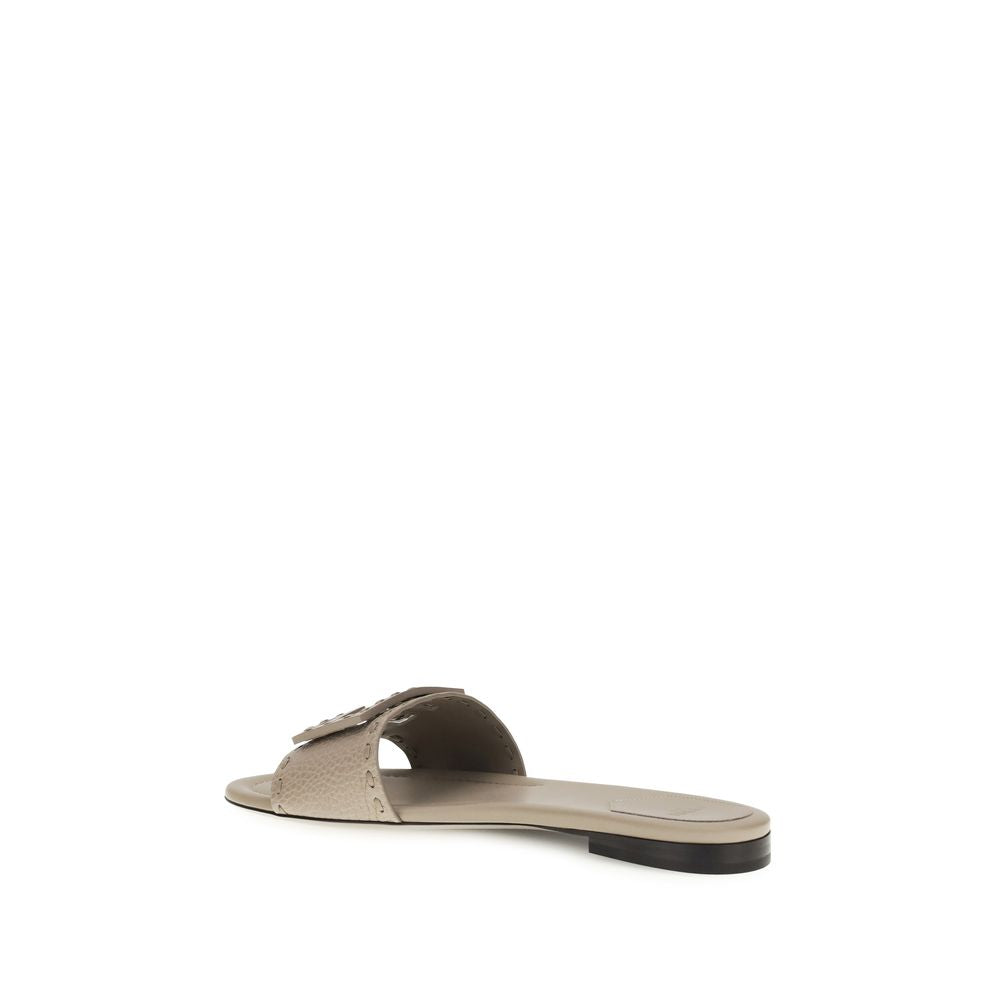 Fendi Gray Calf Leather Bos Taurus Sandals