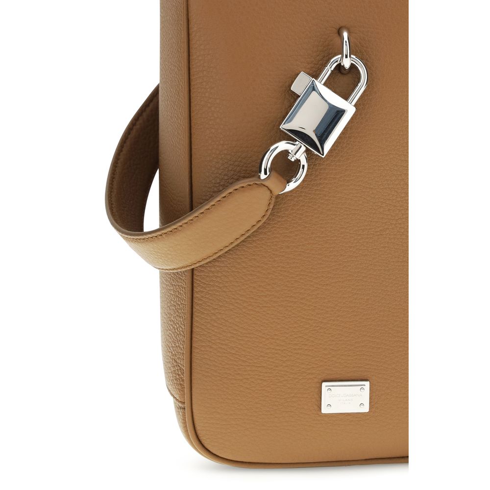 Dolce & Gabbana Brown Calf Leather Bos Taurus Handbag