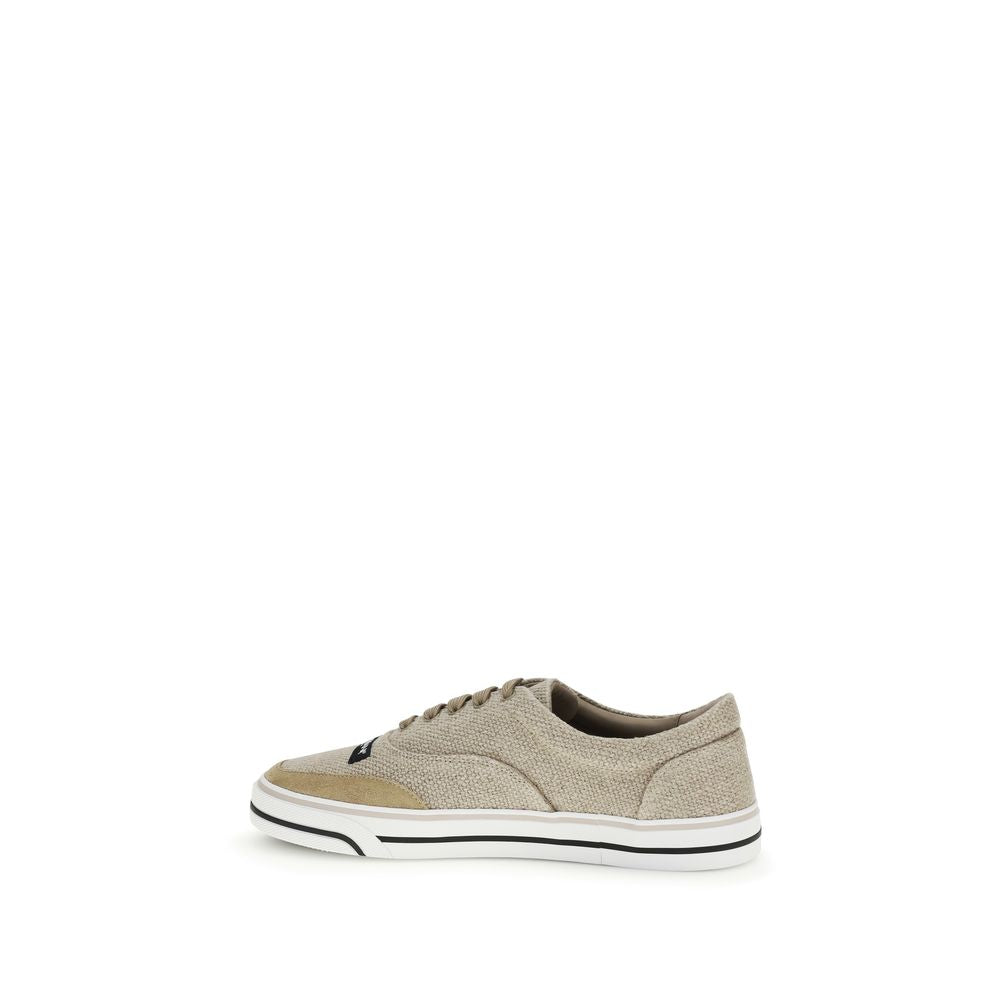 Dolce & Gabbana Beige Linen Low Top Sneakers