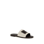 Dolce & Gabbana Beige Calf Leather Bos Taurus Flat Sandals