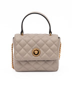 Versace Taupe Quilted Leather Handbag