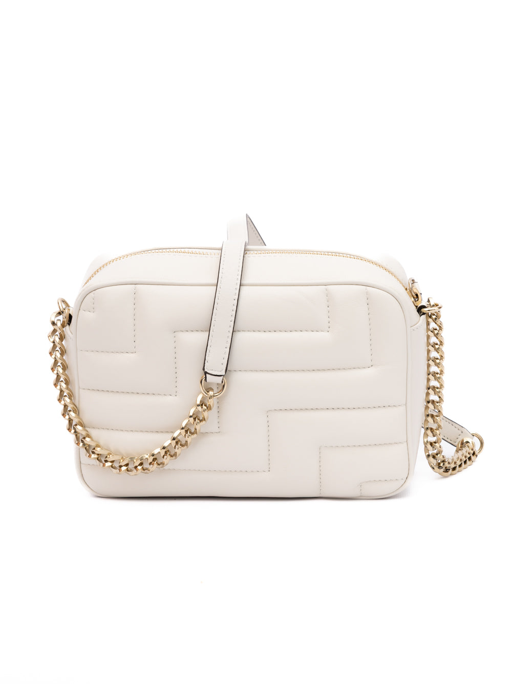 Jimmy Choo White Leather Avenue Camera Crossbody Bag