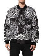 Dolce & Gabbana Black White BandanaPrint Men Bomber  Jacket
