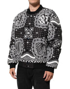 Dolce & Gabbana Black White BandanaPrint Men Bomber  Jacket