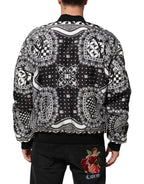Dolce & Gabbana Black White BandanaPrint Men Bomber  Jacket