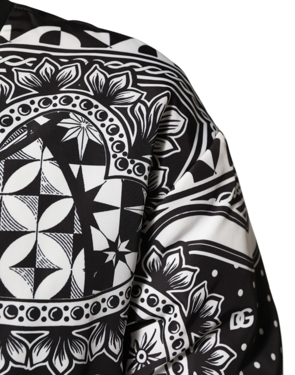 Dolce & Gabbana Black White BandanaPrint Men Bomber  Jacket