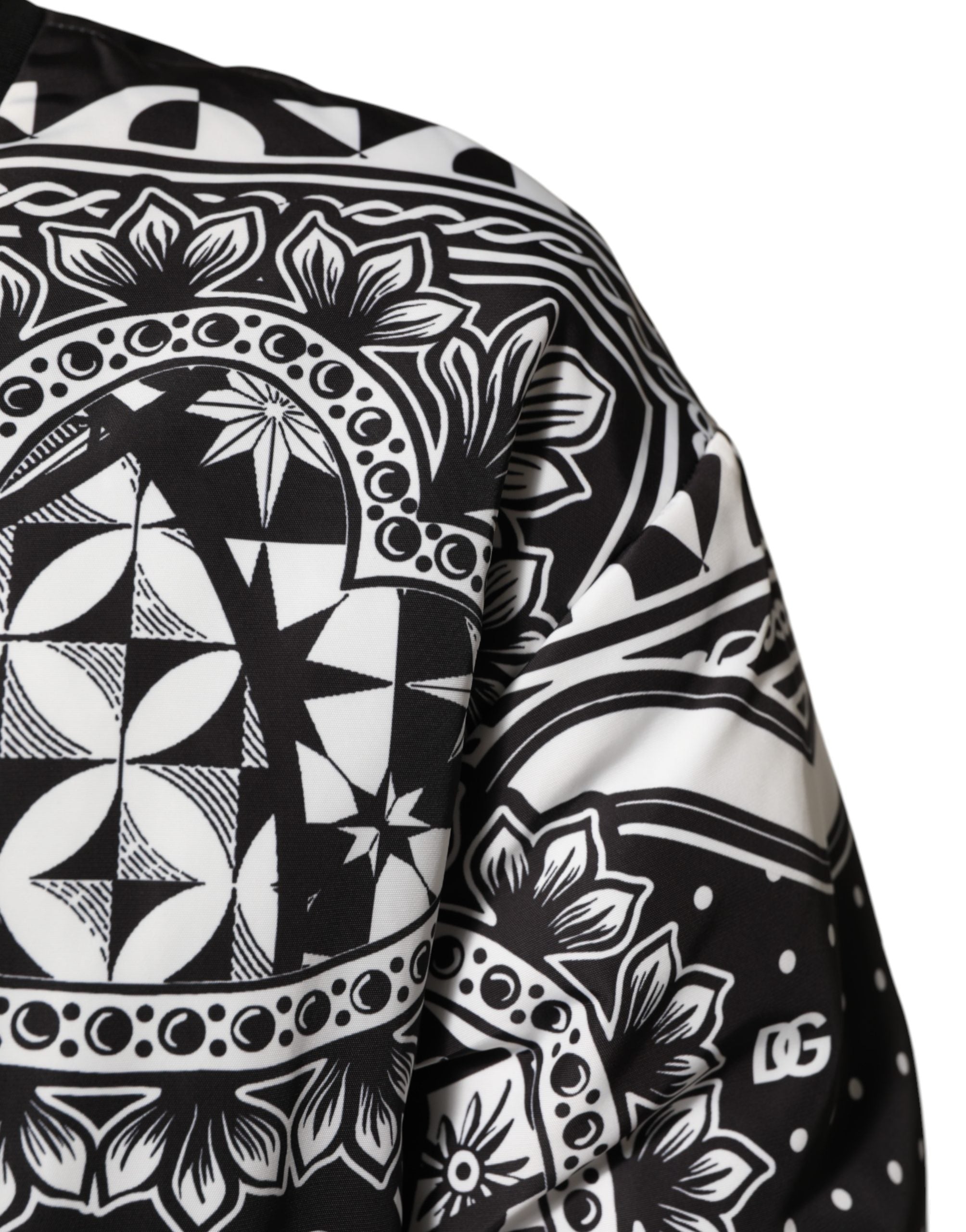 Dolce & Gabbana Black White BandanaPrint Men Bomber  Jacket