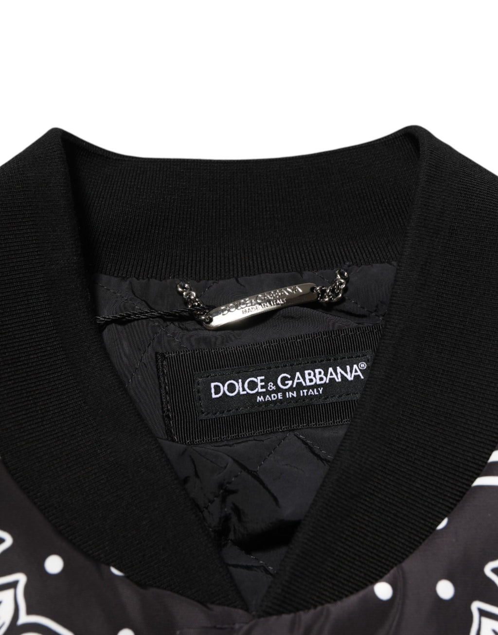 Dolce & Gabbana Black White BandanaPrint Men Bomber  Jacket