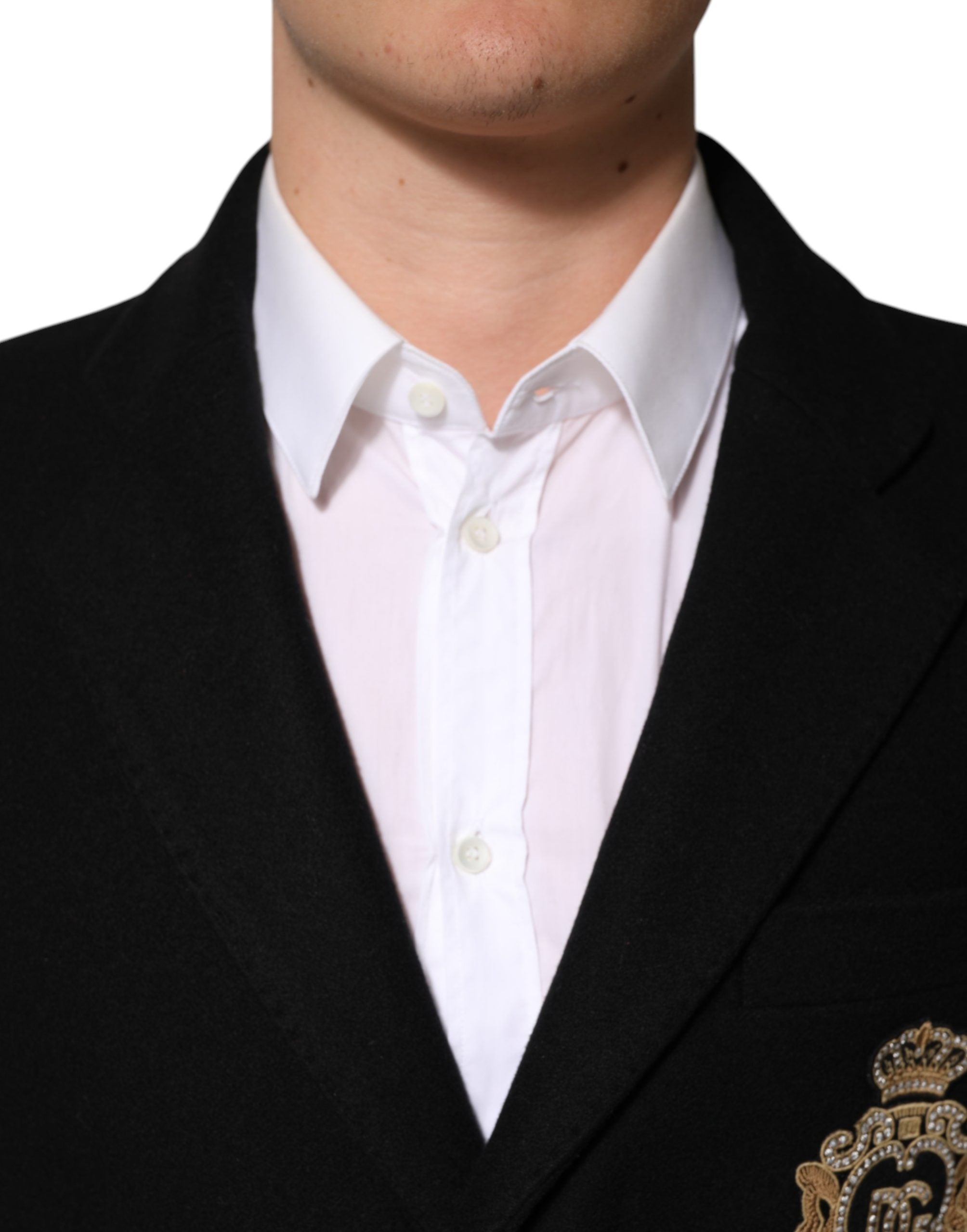 Dolce & Gabbana Black Heraldic Patch Single Breasted Blazer Jacket
