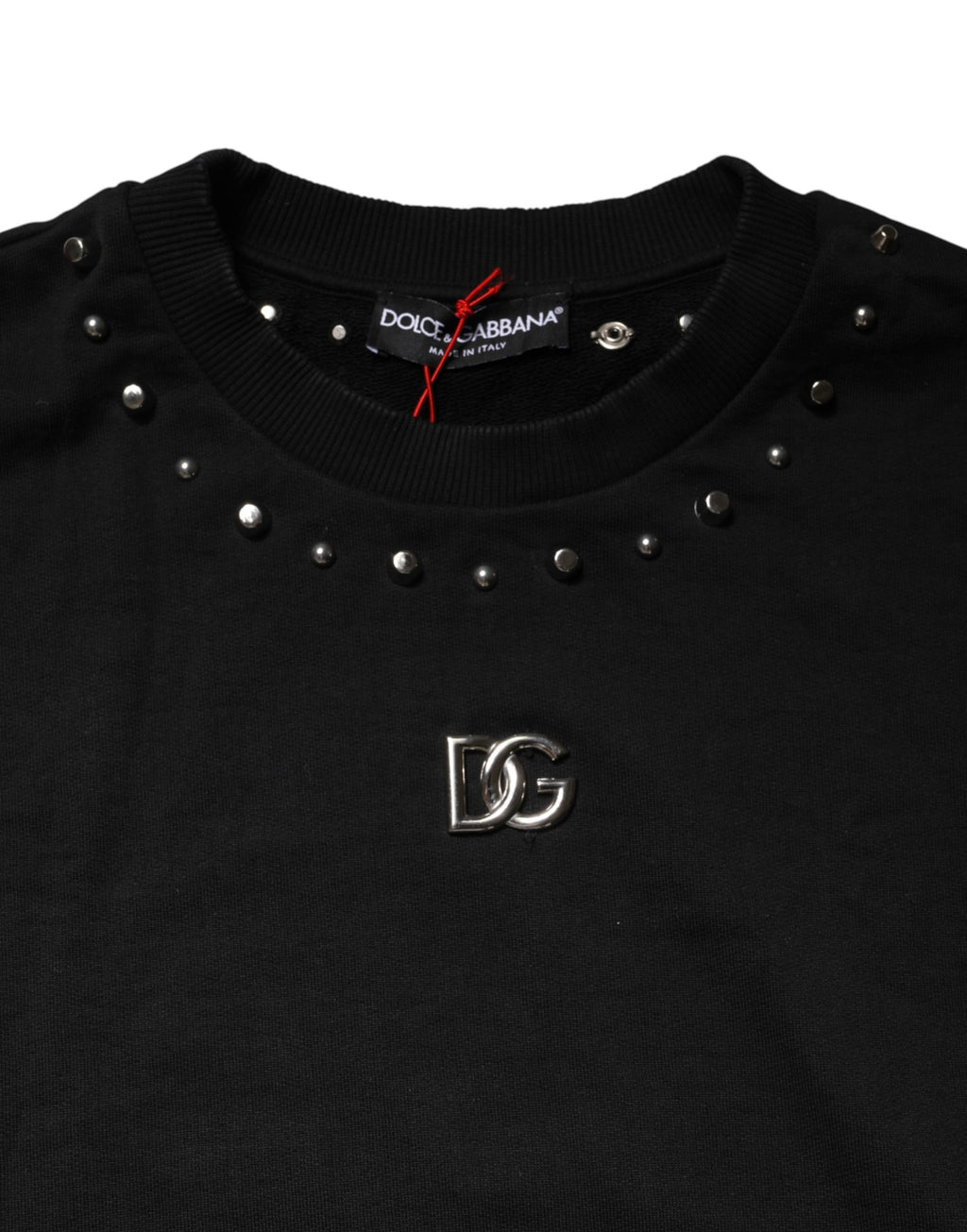 Dolce & Gabbana Black Embellished Cotton Sweatshirt Sweater