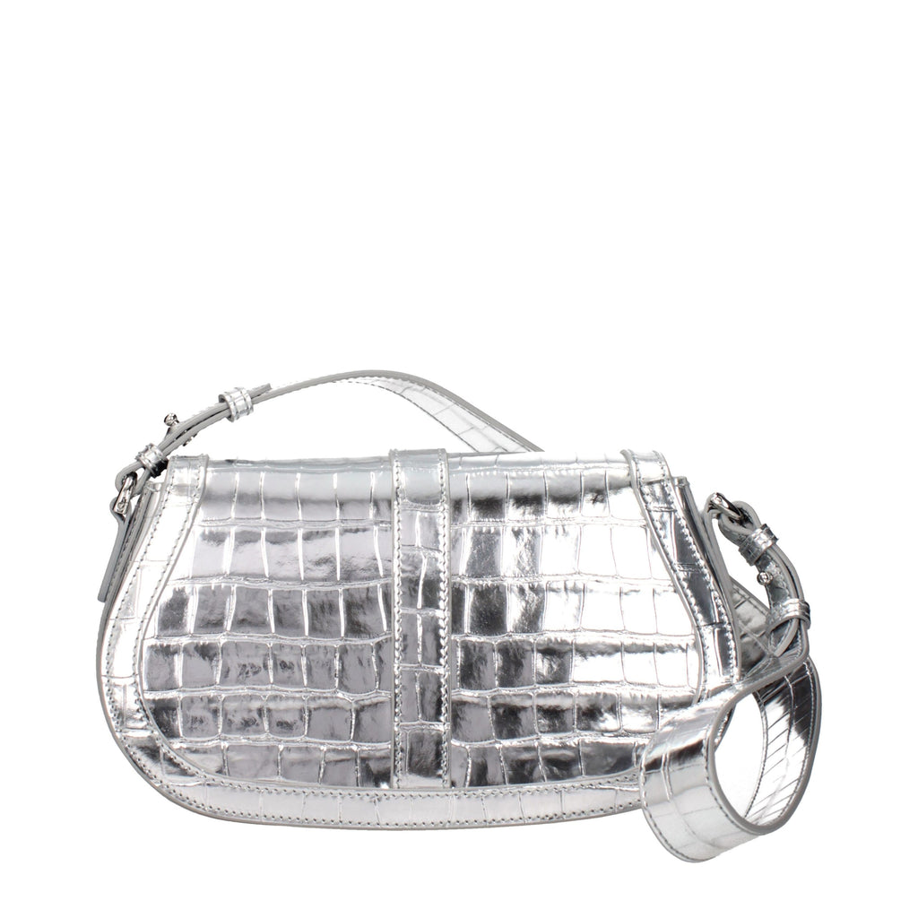 Versace Gray Leather Shoulder Bag