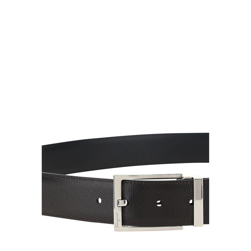 Ferragamo Black Calf Leather Bos Taurus Regular Belt