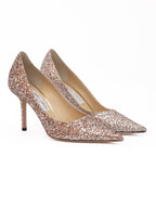 Jimmy Choo Rose Coarse Glitter Love 85 Pumps