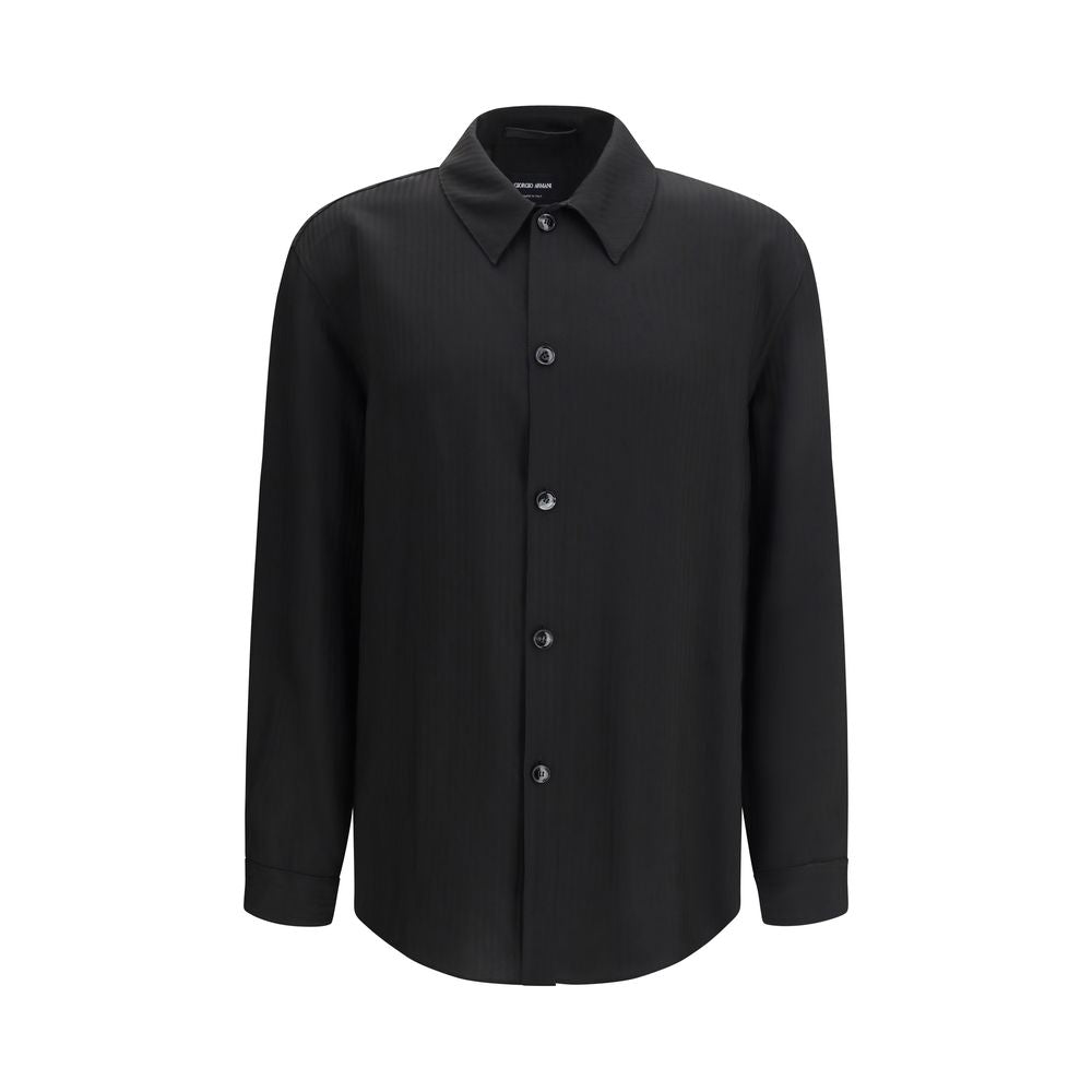 Giorgio Armani Black Viscose Dress Shirt
