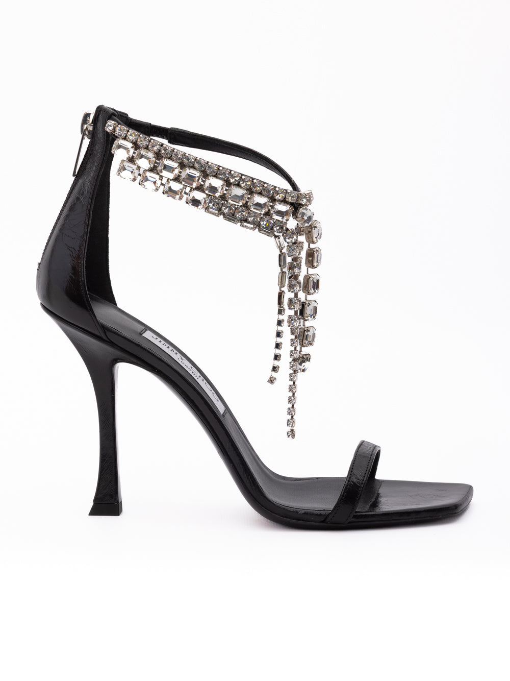 Jimmy Choo Black Leather Verity 100 Sandals