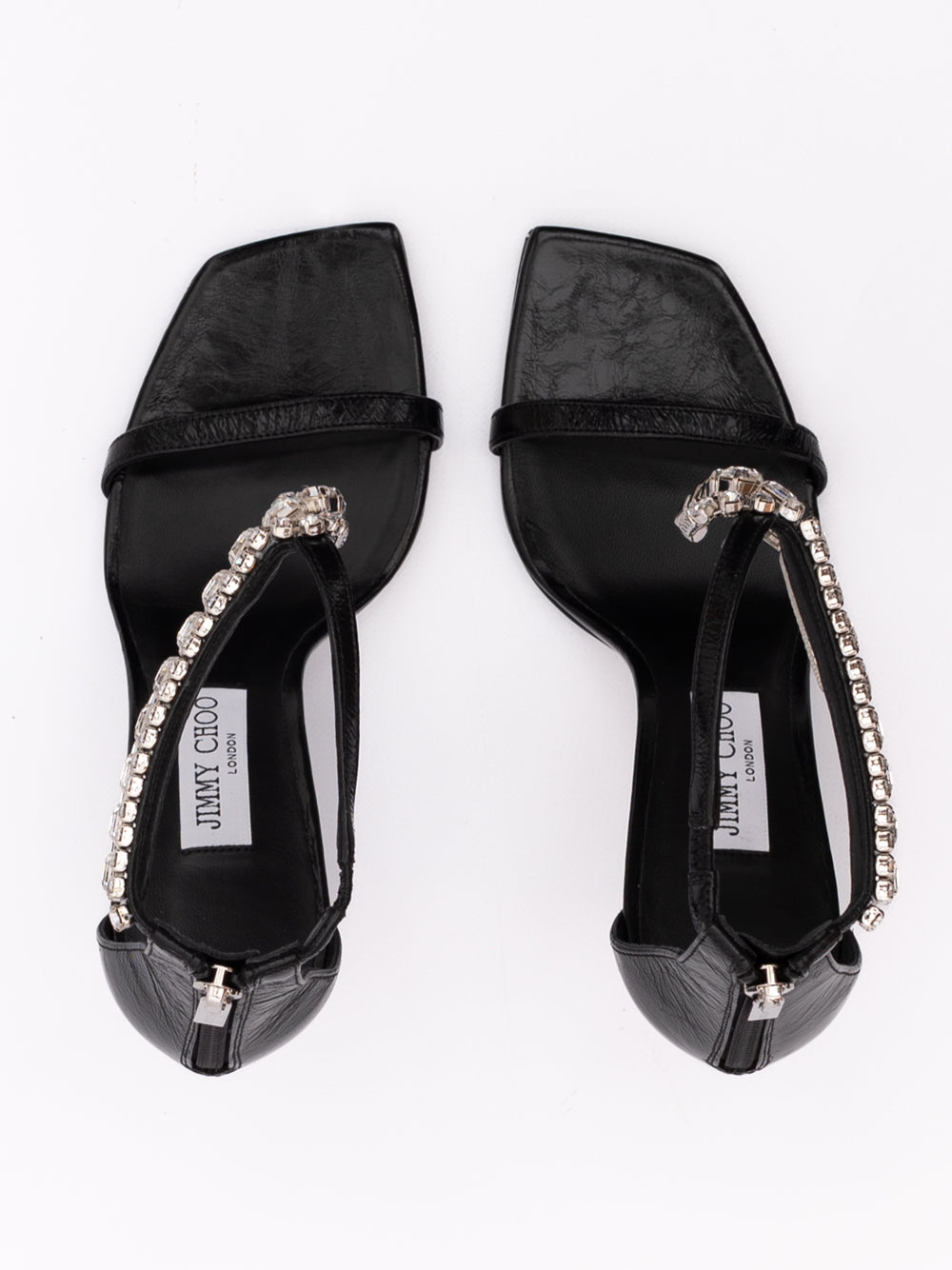 Jimmy Choo Black Leather Verity 100 Sandals