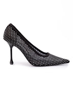 Jimmy Choo Black Mesh Satin Crystal Ixia 95 Pumps