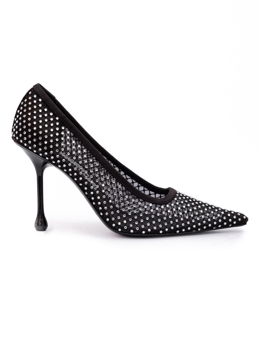 Jimmy Choo Black Mesh Satin Crystal Ixia 95 Pumps