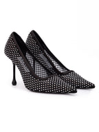 Jimmy Choo Black Mesh Satin Crystal Ixia 95 Pumps