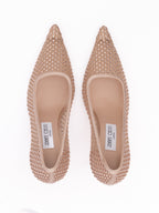 Jimmy Choo Powder Pink Mesh Satin Crystal Ixia 95 Pumps