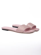 Jimmy Choo Pink Satin Crystal Clovis Flat