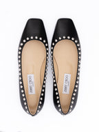 Jimmy Choo Black Leather Dome Studs Mirele Ballet Flat