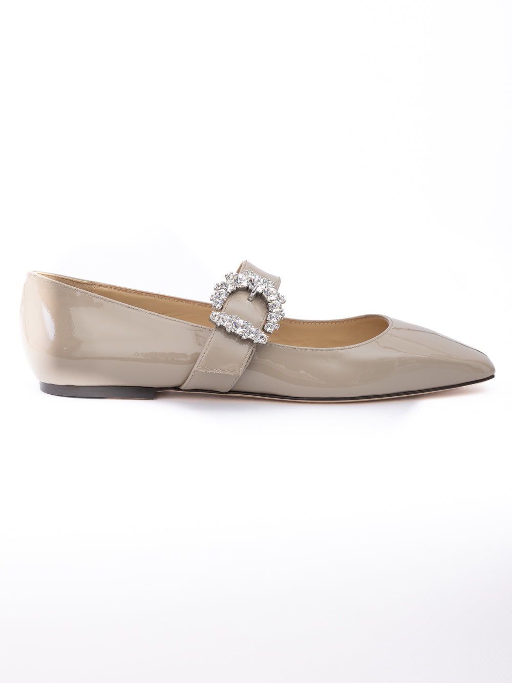 Jimmy Choo Taupe Grey Patent Leather Chery Ballet Flat