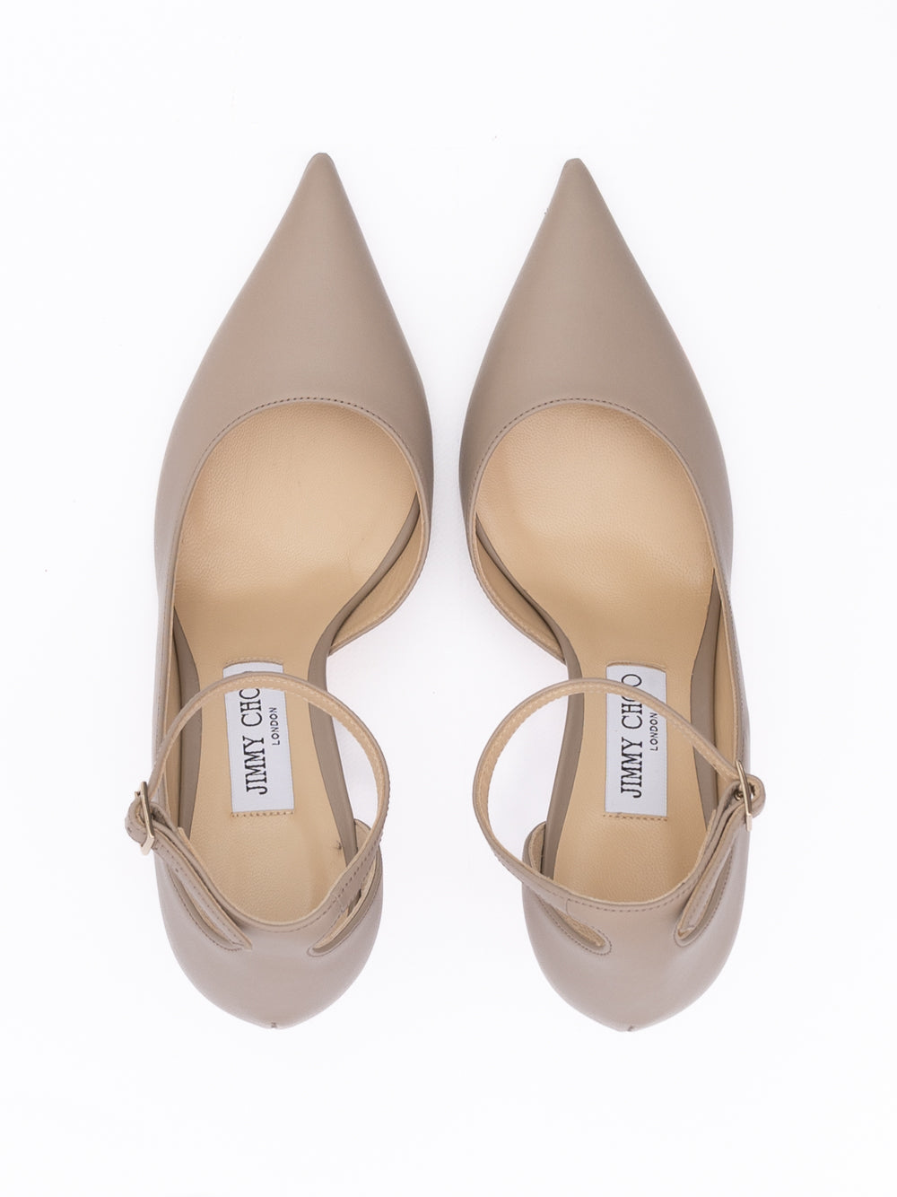 Jimmy Choo Taupe Grey Calf Leather Leona 85 Pumps